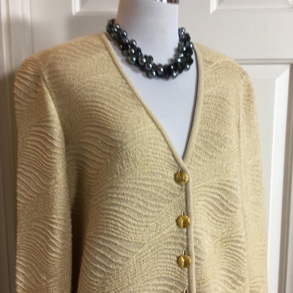 ESCADA Gold Cardigan Sweater! Exceptional Luxury! Size Small Metallic Long